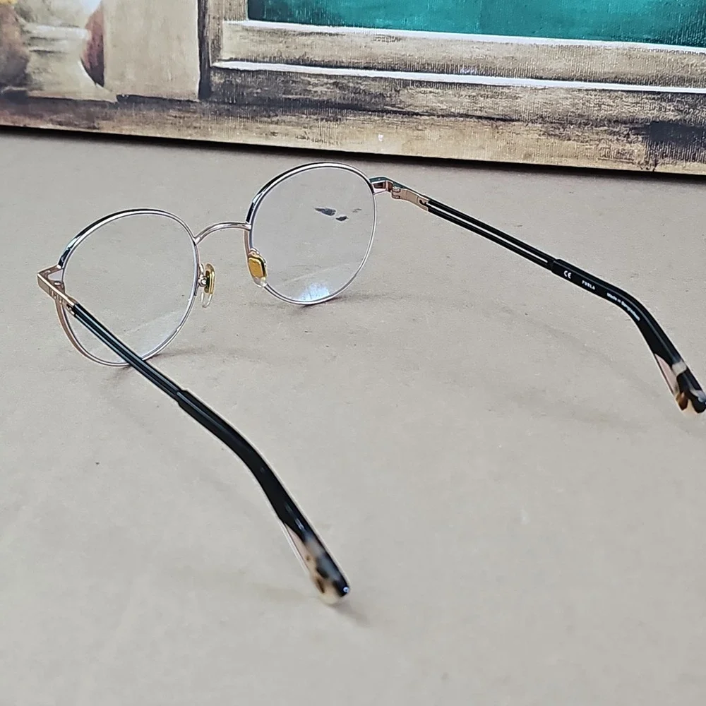 Furla VFU617K Round Eyeglasses Gold Black 50-19-140 Col.08MZ Frames